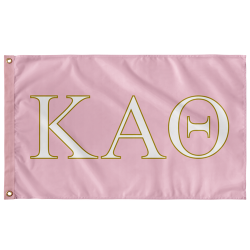 Kappa Alpha Theta Sorority Flag - Azalea, White & Light Old Gold