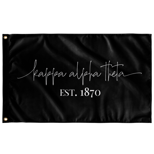 Kappa Alpha Theta Sorority Script Flag - Black & White