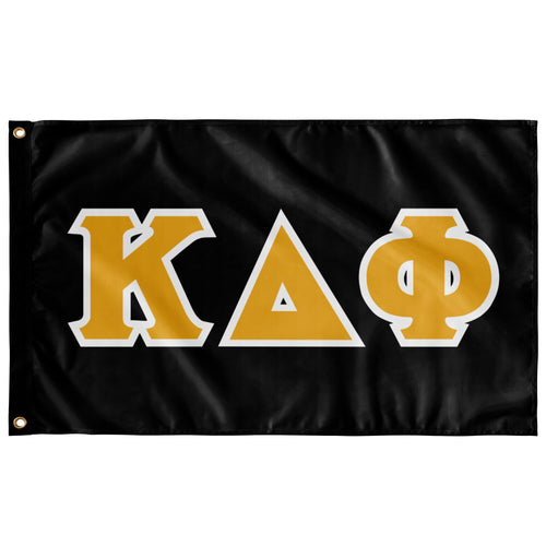 Kappa Delta Phi Greek Block Flag - Black, Light Gold & White