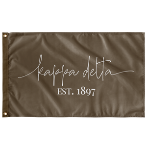 Kappa Delta Sorority Script Flag - Pecan Brown & White