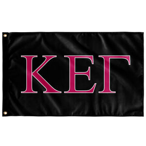 Kappa Epsilon Gamma Fraternity Flag - Black, Bright Pink & White