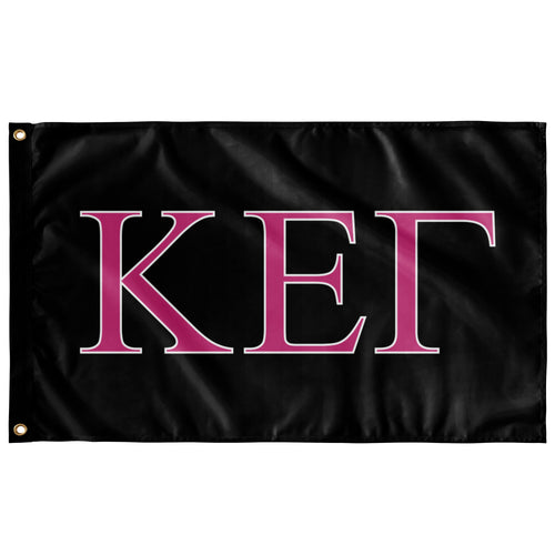Kappa Epsilon Gamma Fraternity Flag - Black, Barbie Pink & White