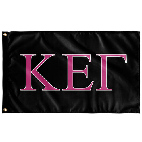 Kappa Epsilon Gamma Fraternity Flag - Black, Tropicana & White