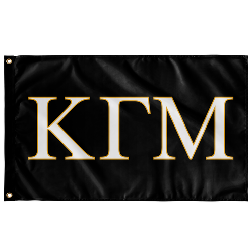 Kappa Gamma Mu Fraternity Flag - Black, White & Light Gold
