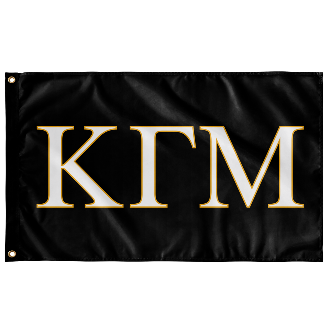 Kappa Gamma Mu Fraternity Flag - Black, White & Light Gold