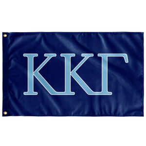 Kappa Kappa Gamma Sorority Letter Flag - Kappa Blue, Light Blue & White