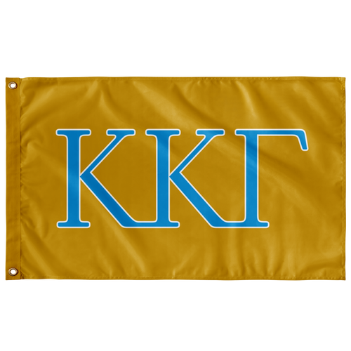 Kappa Kappa Gamma Sorority Letter Flag - Key Gold, Gamma Blue & White