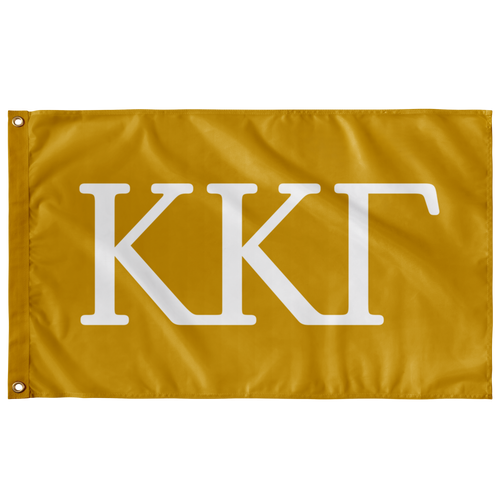 Kappa Kappa Gamma Sorority Letter Flag - Key Gold & White