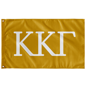 Kappa Kappa Gamma Sorority Letter Flag - Key Gold & White