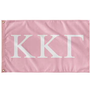 Kappa Kappa Gamma Sorority Letter Flag - Pink & White