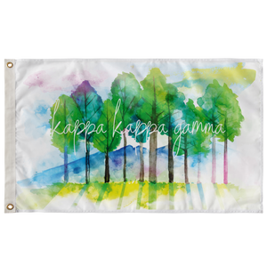 Kappa Kappa Gamma Watercolor Forest Sorority Flag