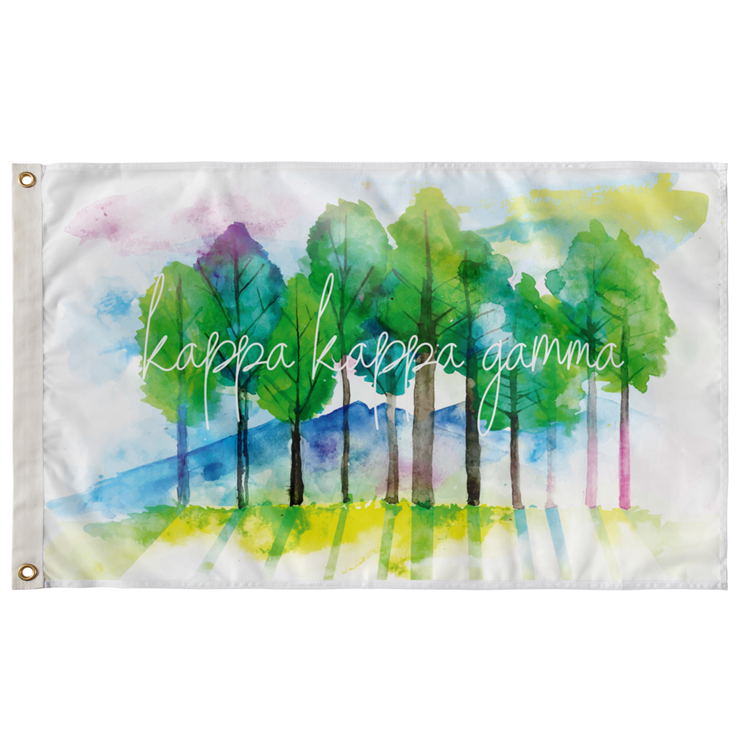Kappa Kappa Gamma Watercolor Forest Sorority Flag