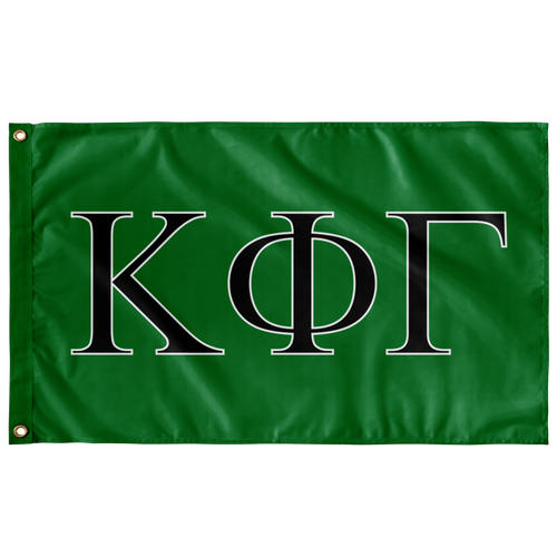 Kappa Phi Gamma Sorority Flag - Kelly Green, Black & White