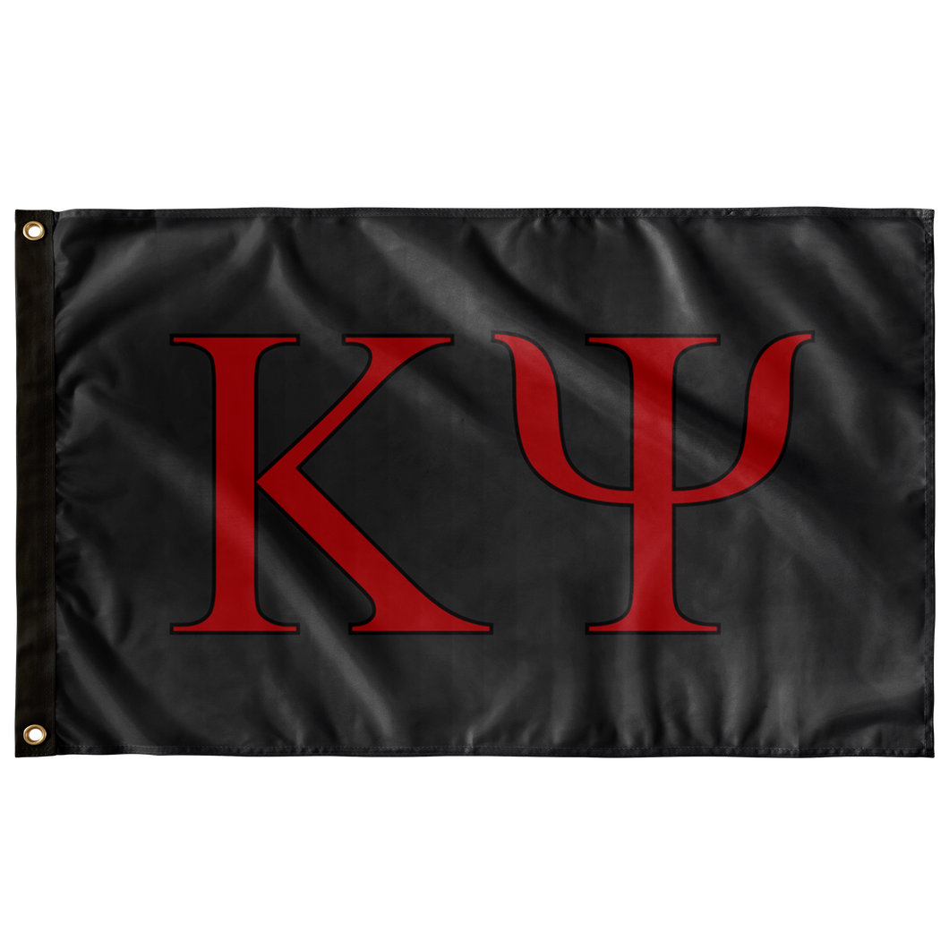 Kappa Psi Fraternity Letter Flag - Dark Gray, Red & Black