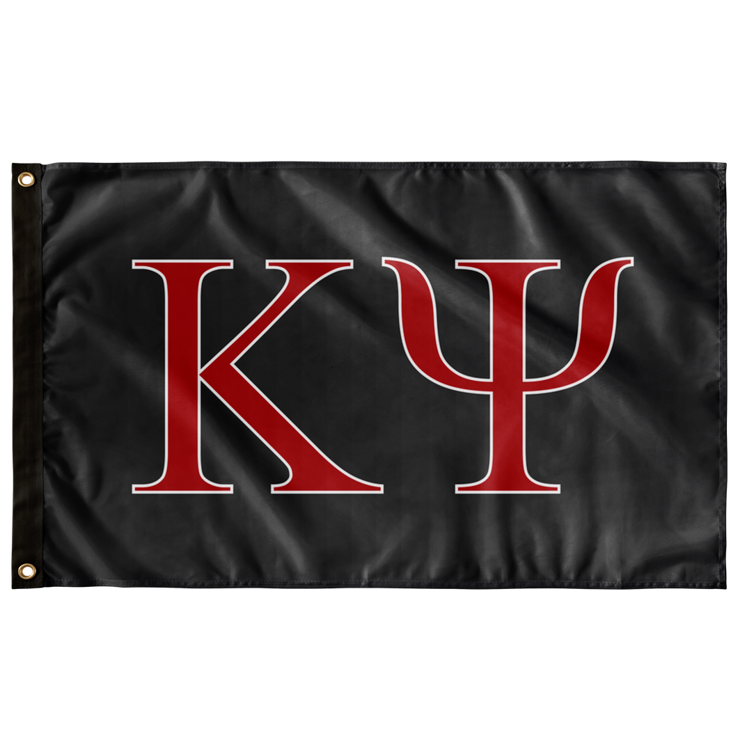 Kappa Psi Fraternity Letter Flag - Dark Gray, Red & White