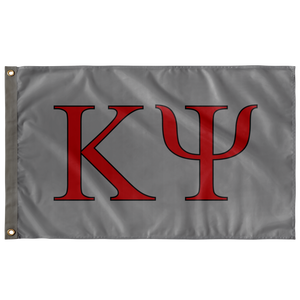 Kappa Psi Fraternity Letter Flag - Light Gray, Red & Black