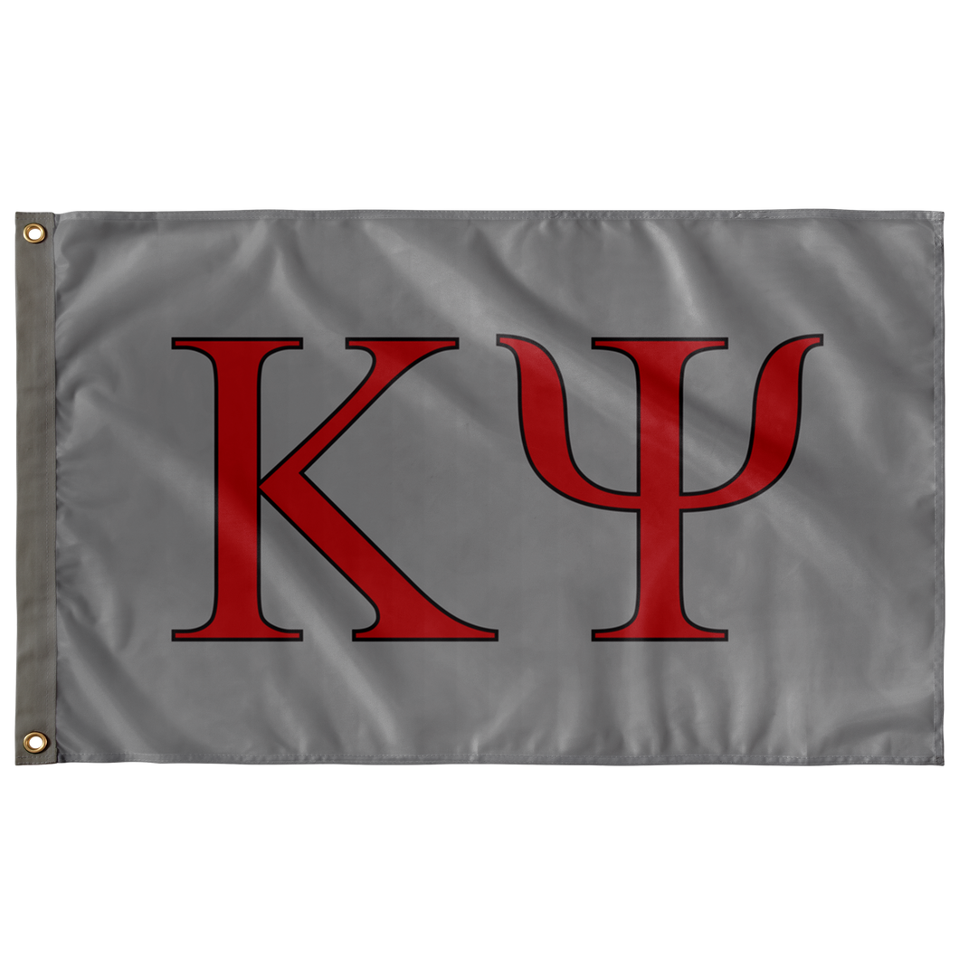 Kappa Psi Fraternity Letter Flag - Light Gray, Red & Black