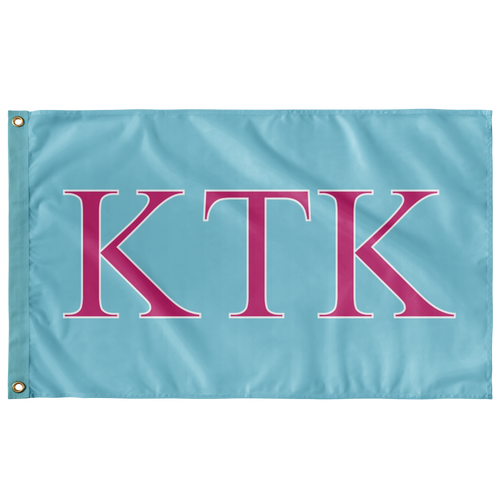Kappa Tau Kappa Sorority Flag - Aqua, Barbie Pink &  White