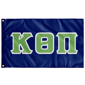 Kappa Theta Pi Greek Block Flag - Royal, Bright Mint & White