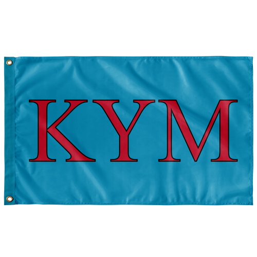 Kappa Upsilon Mu Fraternity Flag - Cyan, Neon Pink & Black