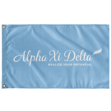 Load image into Gallery viewer, Alpha Xi Delta Sorority Flag - Logo Griffin Blue White