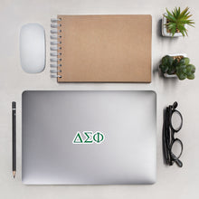 Load image into Gallery viewer, Delta Sigma Phi Greek Letters Sticker - Nile Green &amp; Royal Purple