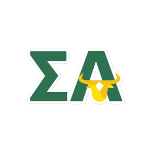 Sigma Alpha Green Letters With Bull Sticker