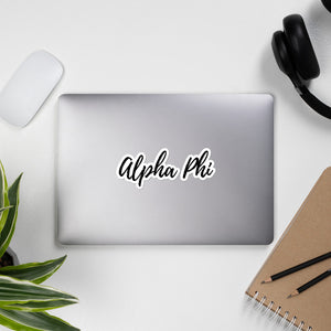 Alpha Phi Script Sticker - Black