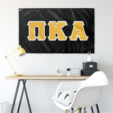 Load image into Gallery viewer, Pi Kappa Alpha Greek Letterform Flag - Black, Yellow &amp; White