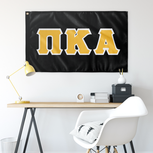 Pi Kappa Alpha Greek Letterform Flag - Black, Yellow & White