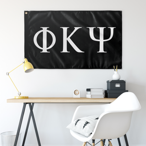 Phi Kappa Psi Greek Letters Flag - Black & White