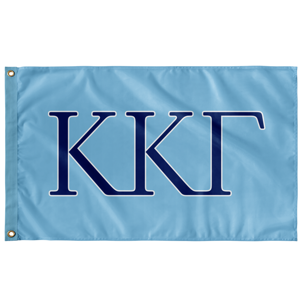 Kappa Kappa Gamma Sorority Letter Flag - Light Blue, Kappa Blue & White