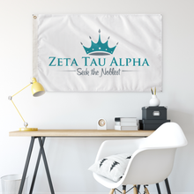 Load image into Gallery viewer, Zeta Tau Alpha Seek The Noblest Sorority Flag - White