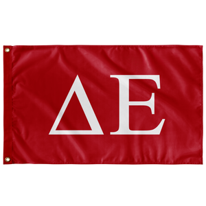 Delta Epsilon Fraternity Flag - Red & White