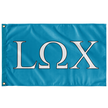 Load image into Gallery viewer, L Omega Chi Flag - Cyan, White &amp; Black