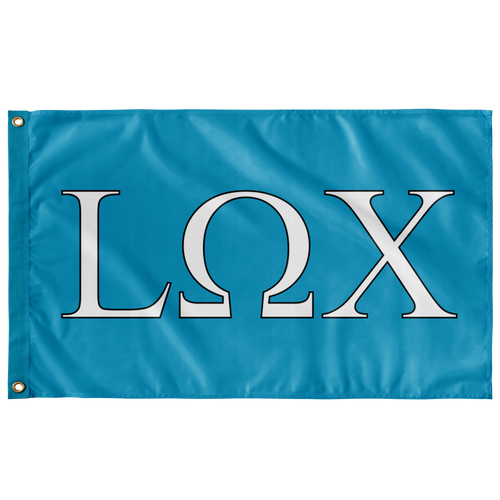 L Omega Chi Flag - Cyan, White & Black