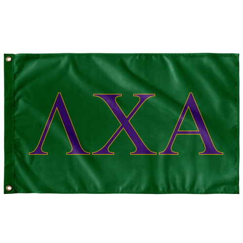 Lambda Chi Alpha Frat Flag - Green, Purple & Gold