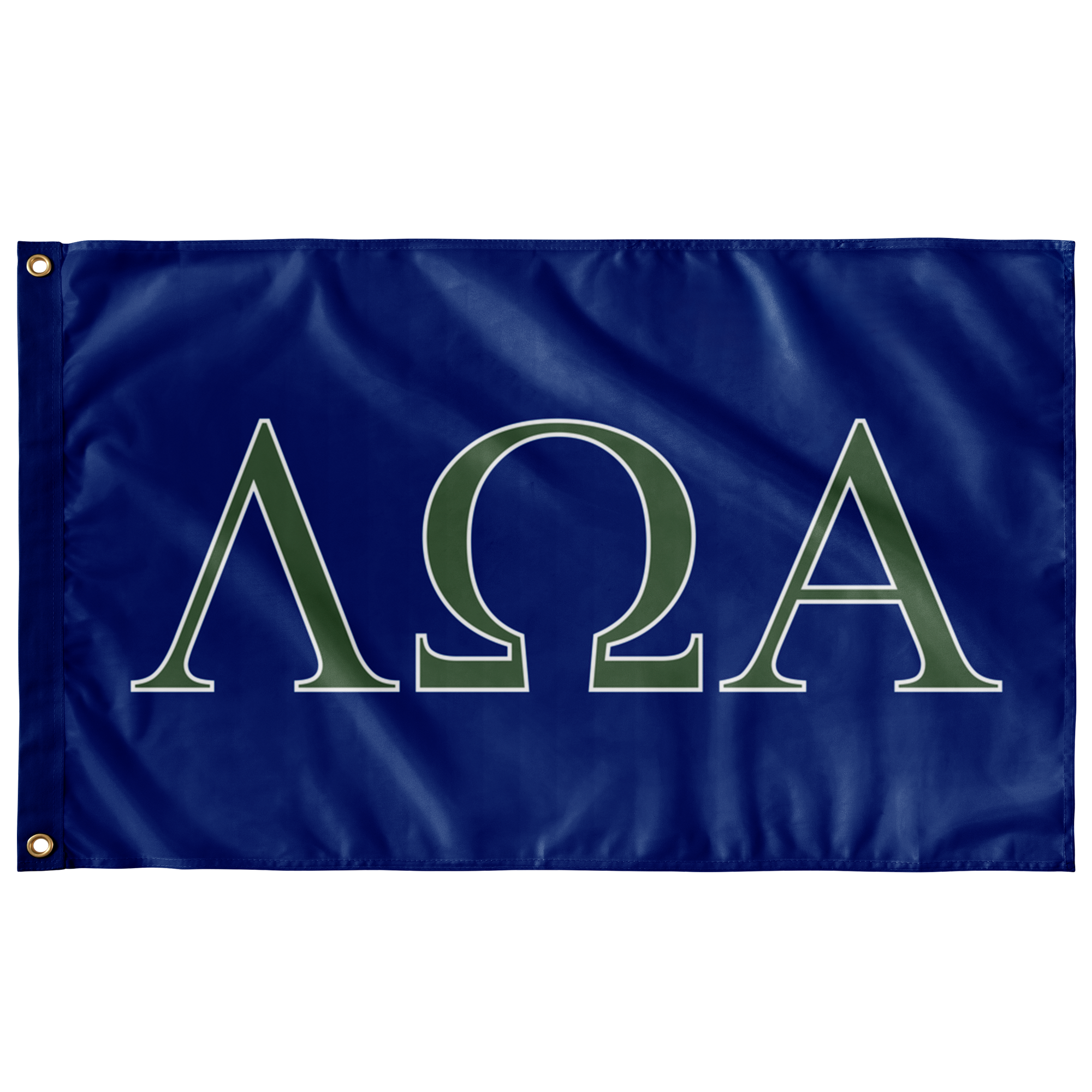 Lambda Omega Alpha Fraternity Flag Royal Asparagus White