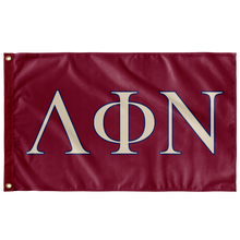 Load image into Gallery viewer, Lambda Phi Nu Fraternity Flag - Maroon, Ivory &amp; Navy