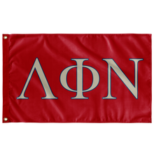 Load image into Gallery viewer, Lambda Phi Nu Fraternity Flag - Red, Ivory &amp; Colonial Blue