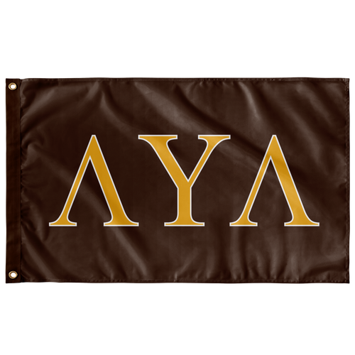 Lambda Upsilon Lambda Fraternity Flag - Chocolate Brown, Light Gold & White