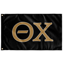 Load image into Gallery viewer, Theta Chi Fraternity Letters Flag - Black, Gold &amp; White