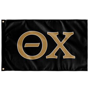 Theta Chi Fraternity Letters Flag - Black, Gold & White
