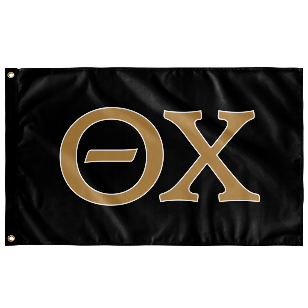 Theta Chi Fraternity Letters Flag - Black, Gold & White