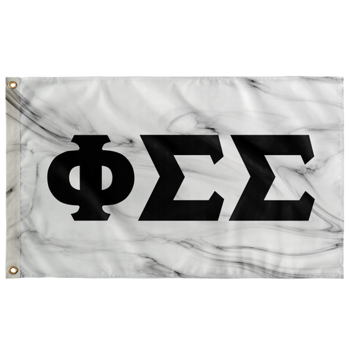 Phi Sigma Sigma White Marble Flag With Greek Block Letters