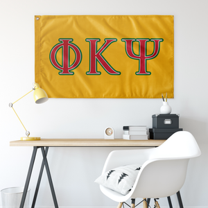 Phi Kappa Psi Greek Letters Flag - Yellow, Red, White & Green