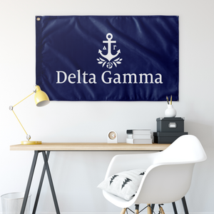 Delta Gamma Sorority Flag - Small Scale Logo Blue & White
