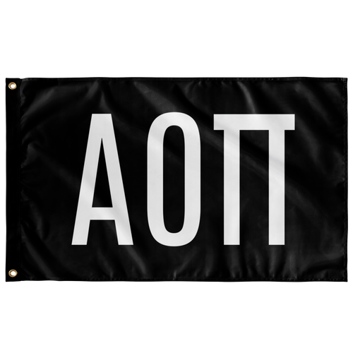 Alpha Omicron Pi Sorority Letters Flag - Black & White