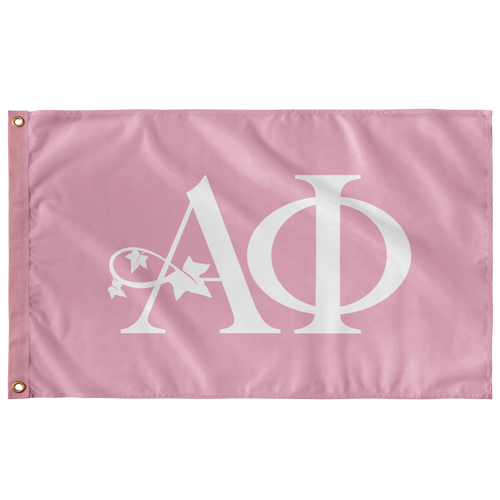 Alpha Phi Full Letters Sorority Flag - Light Pink & White