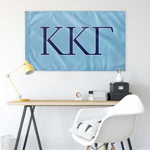 Kappa Kappa Gamma Sorority Letter Flag - Light Blue, Kappa Blue & White